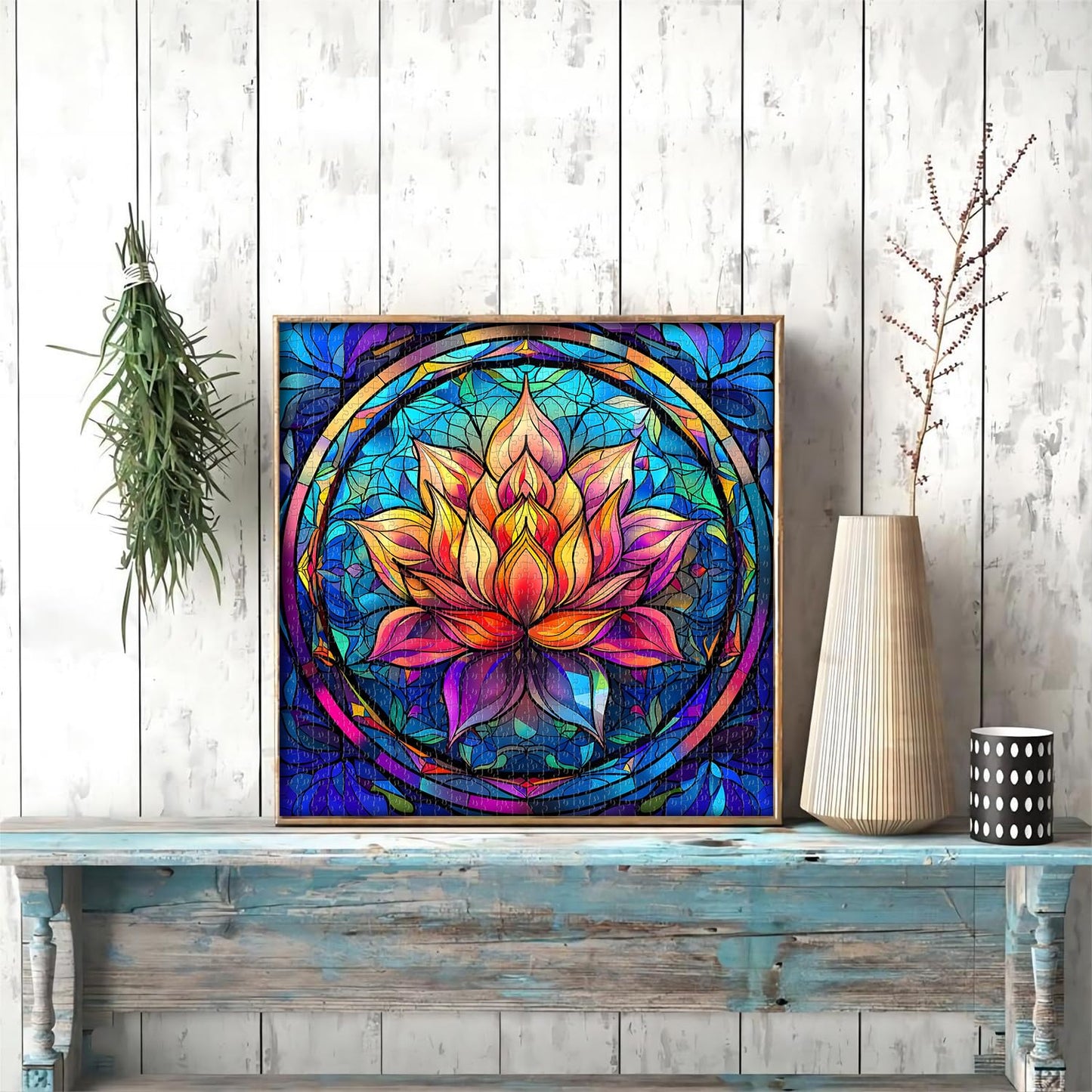 Stained Glass Lotus Jigsaw Puzzle 1000 Pieces