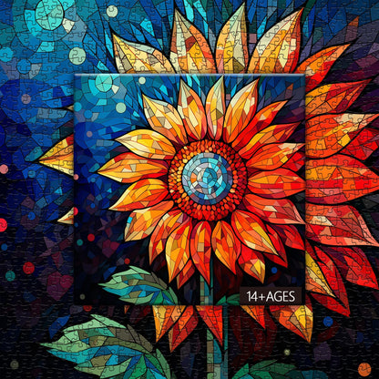 Stained Glass Sunflower Jigsaw Puzzle 1000 Pieces