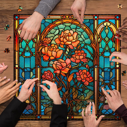 Stained Glass Flower Jigsaw Puzzle 1000 Pieces