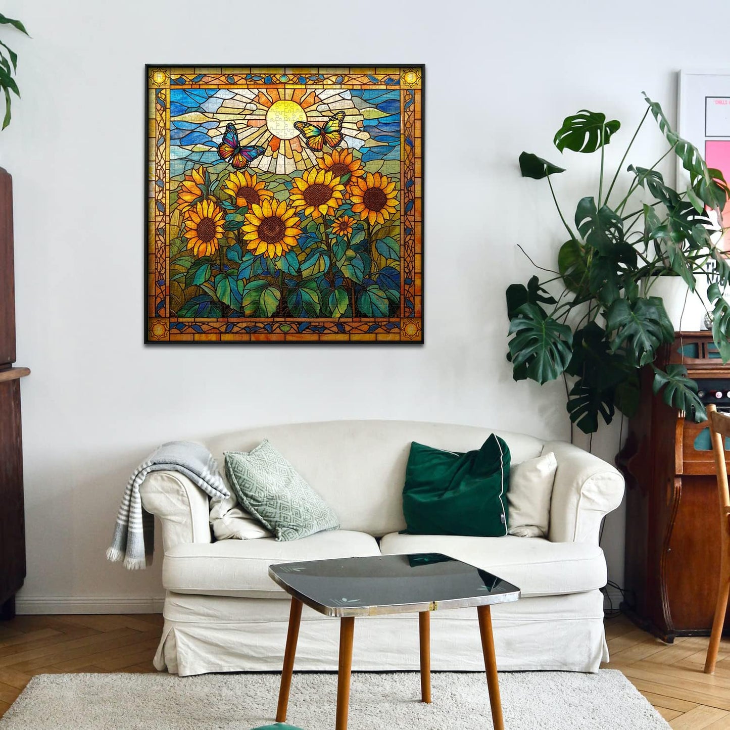 Stained Glass Sunflowers Jigsaw Puzzle 1000 Pieces