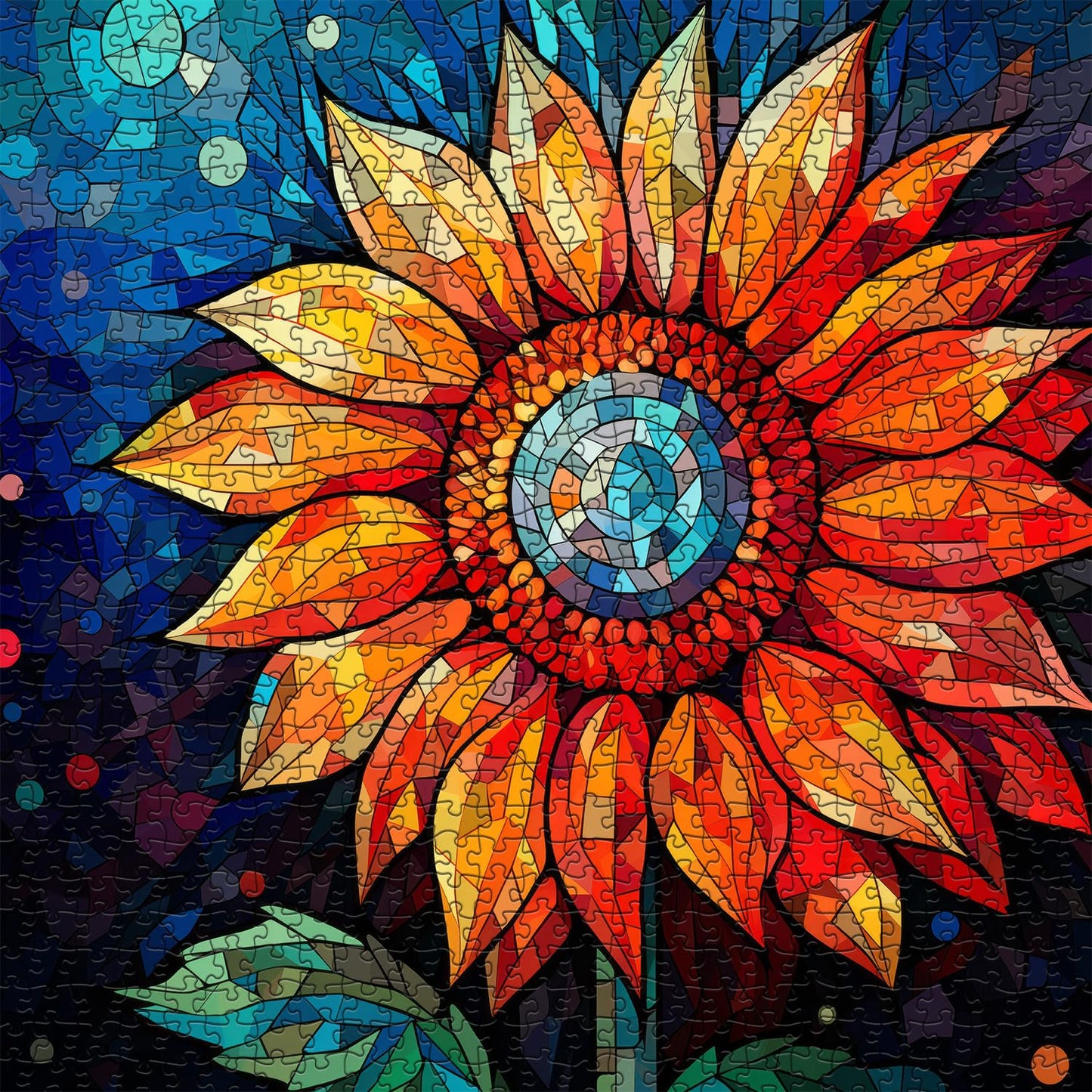 Stained Glass Sunflower Jigsaw Puzzle 1000 Pieces