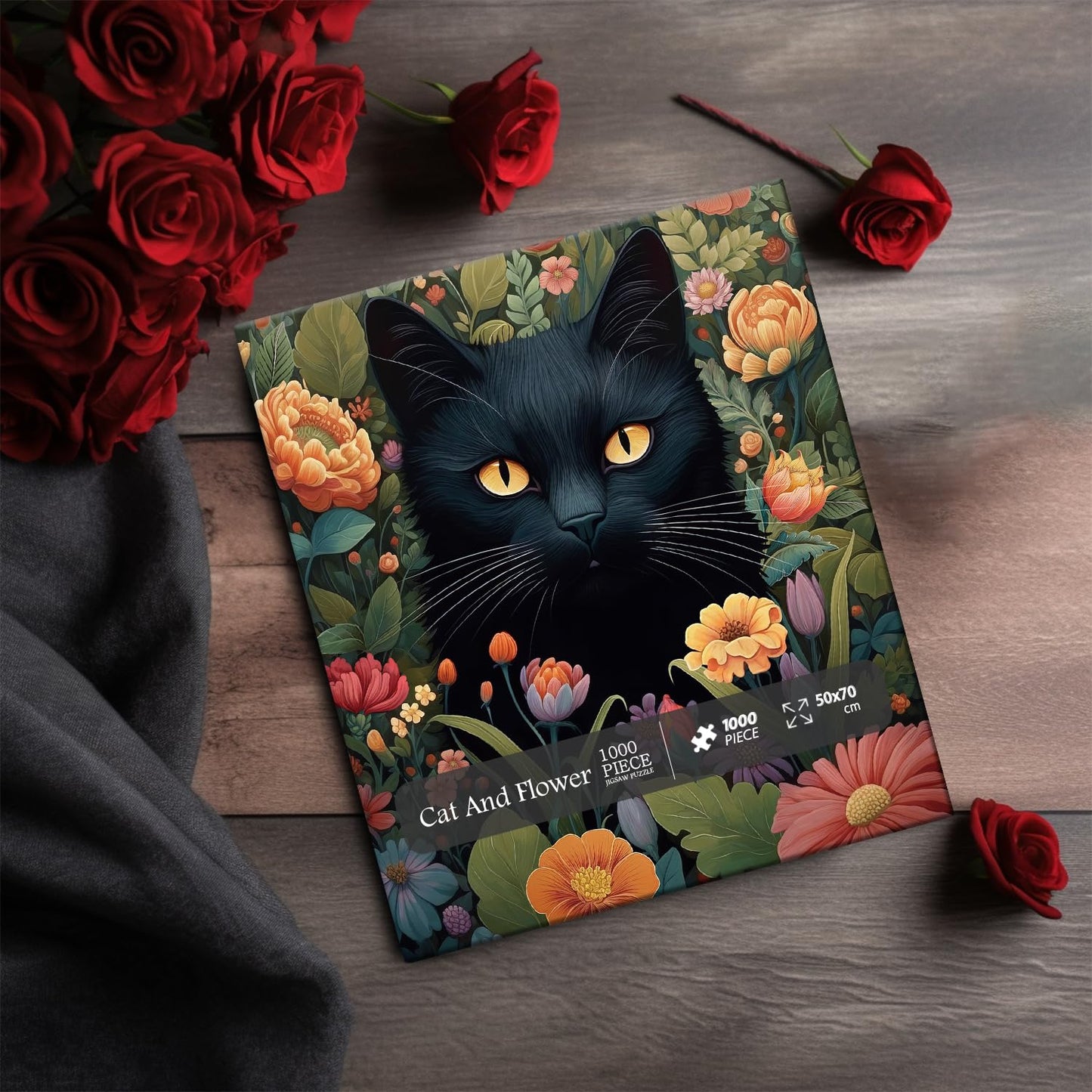 Cat and Flower Jigsaw Puzzle 1000 Pieces