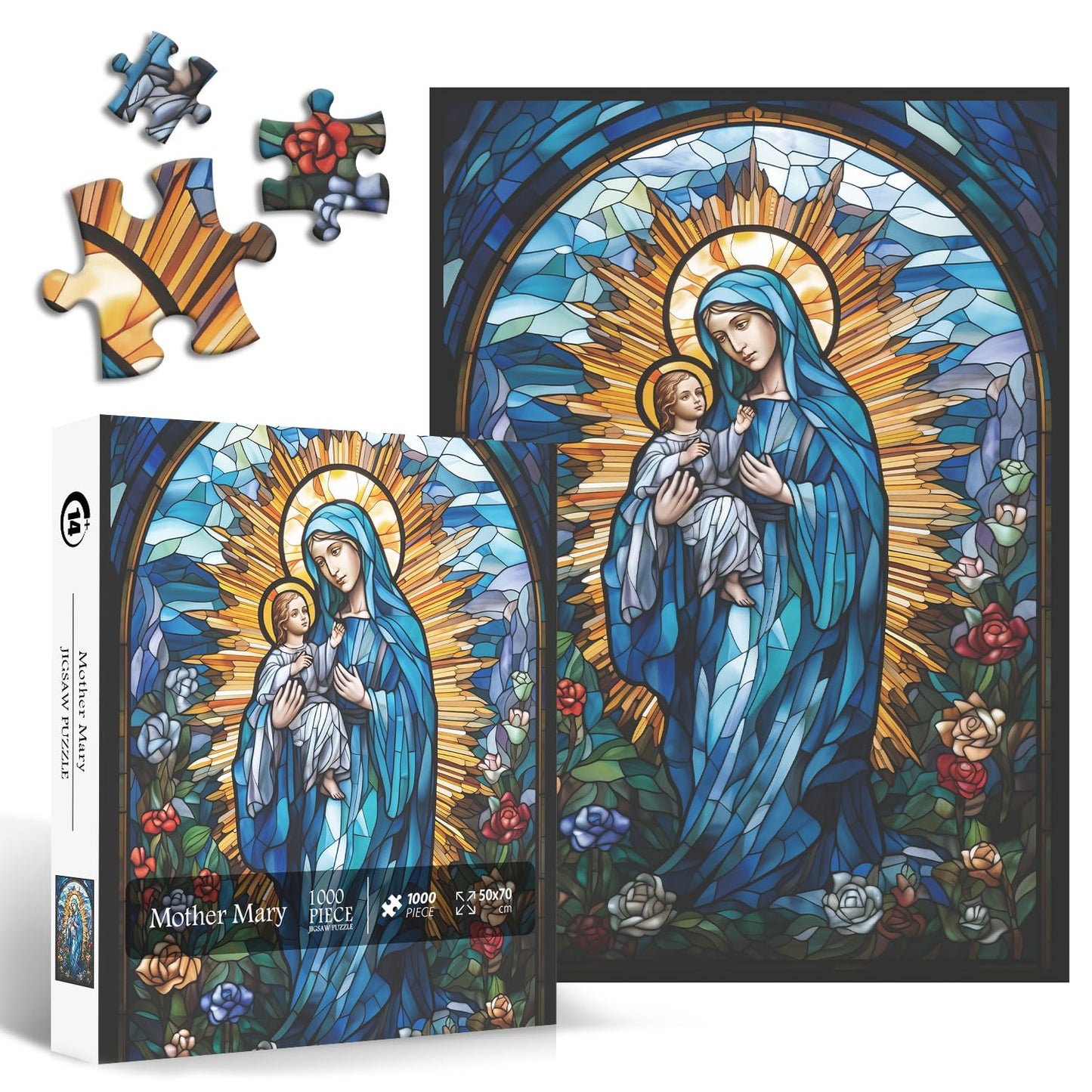 Stained Glass Mother Mary Jigsaw Puzzle 1000 Pieces