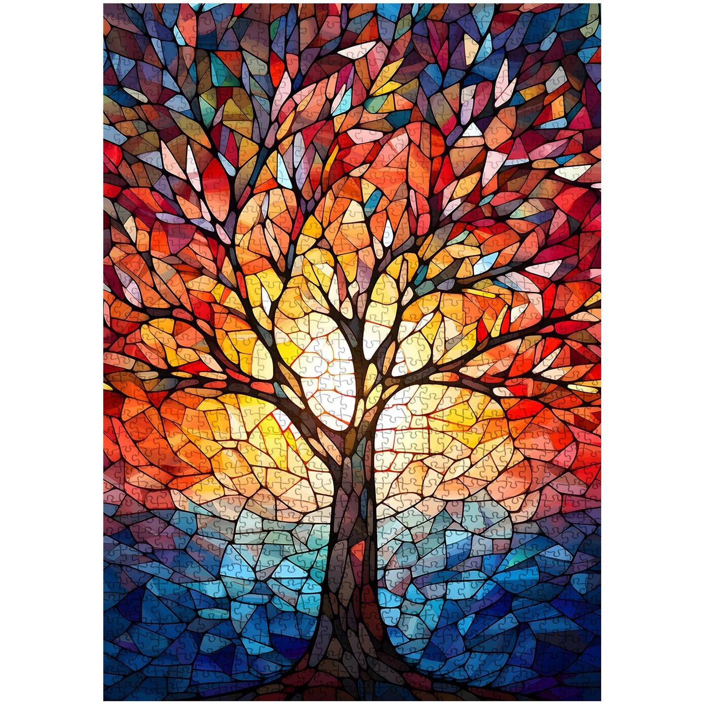 Stained Glass Puzzle Tree of Life Jigsaw Puzzle 1000 Pieces