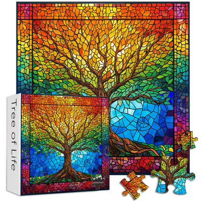 Stained Glass Tree of Life Jigsaw Puzzle 1000 Pieces