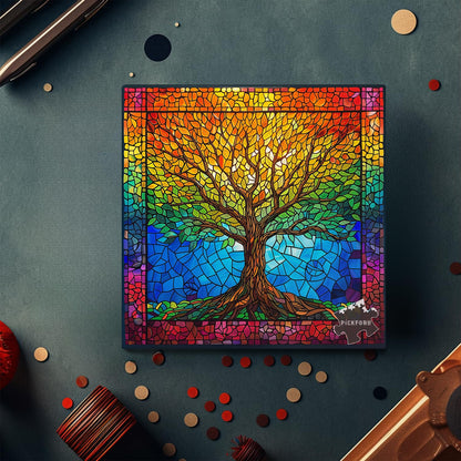 Stained Glass Tree of Life Jigsaw Puzzle 1000 Pieces