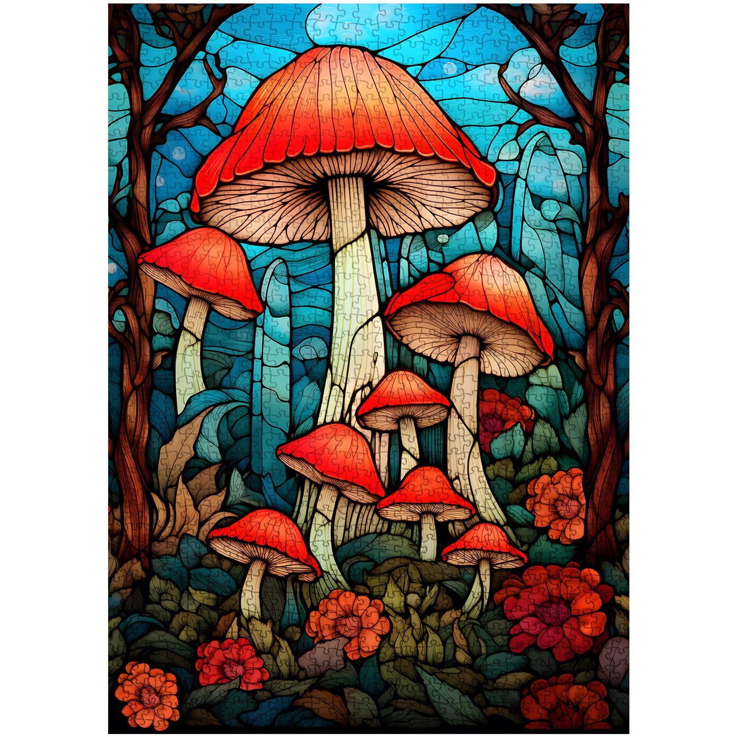 Stained Glass Mushroom Forest Jigsaw Puzzle 1000 Pieces