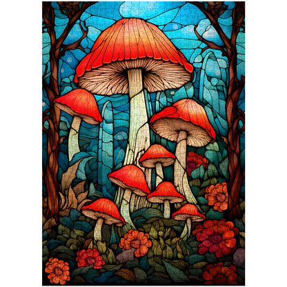 Stained Glass Mushroom Forest Jigsaw Puzzle 1000 Pieces