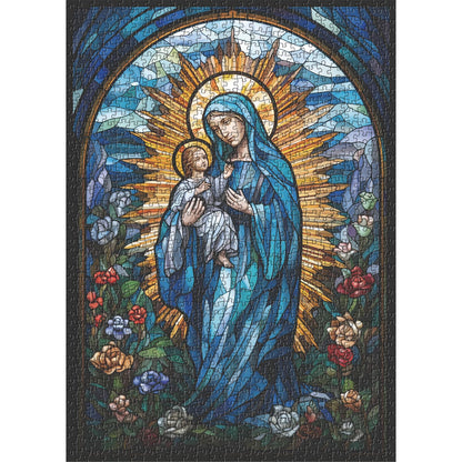 Stained Glass Mother Mary Jigsaw Puzzle 1000 Pieces