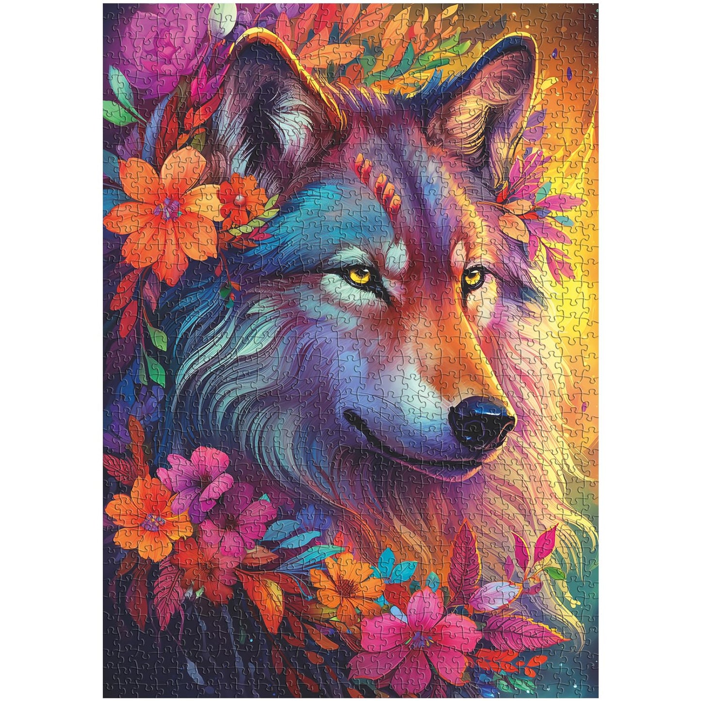 Wolf and Flowers Jigsaw Puzzle 1000 Pieces