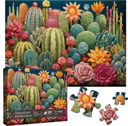 Embroidery Cactus Jigsaw Puzzle 1000 Pieces