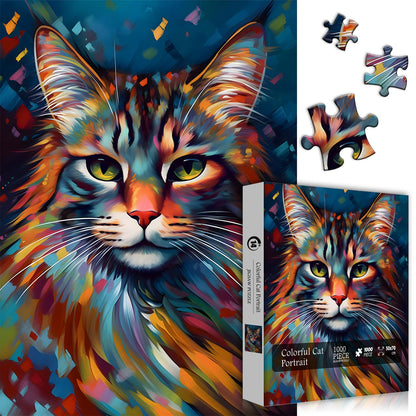 Colorful Cat Portrait Jigsaw Puzzle 1000 Pieces