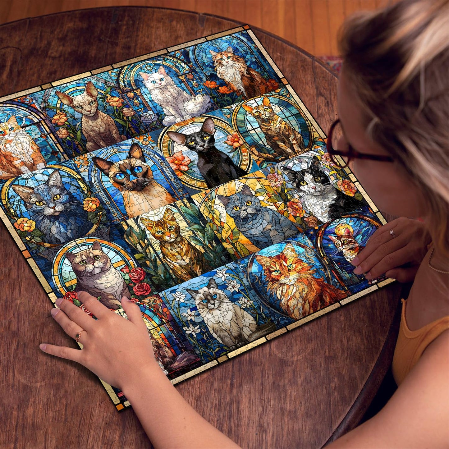 Stained Glass Cat Jigsaw Puzzle 1000 Pieces