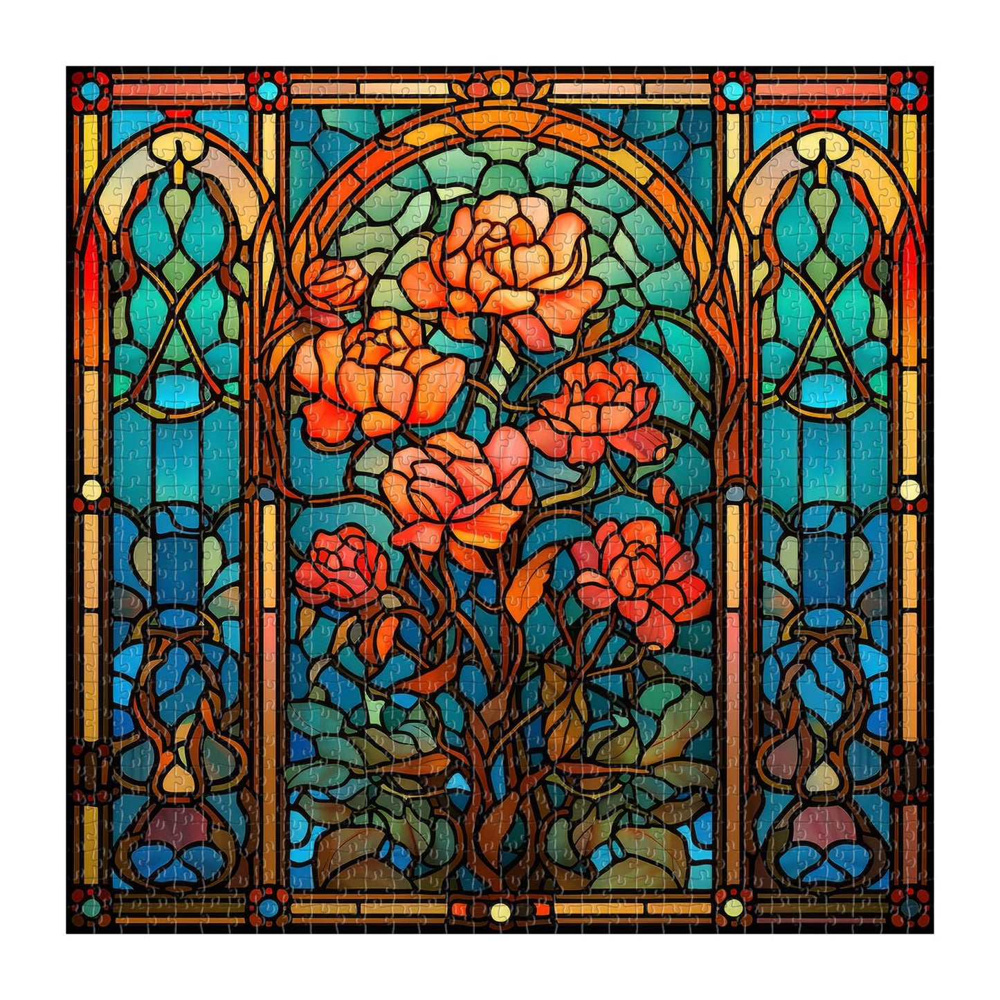 Stained Glass Flower Jigsaw Puzzle 1000 Pieces