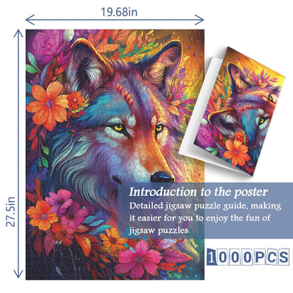 Wolf and Flowers Jigsaw Puzzle 1000 Pieces