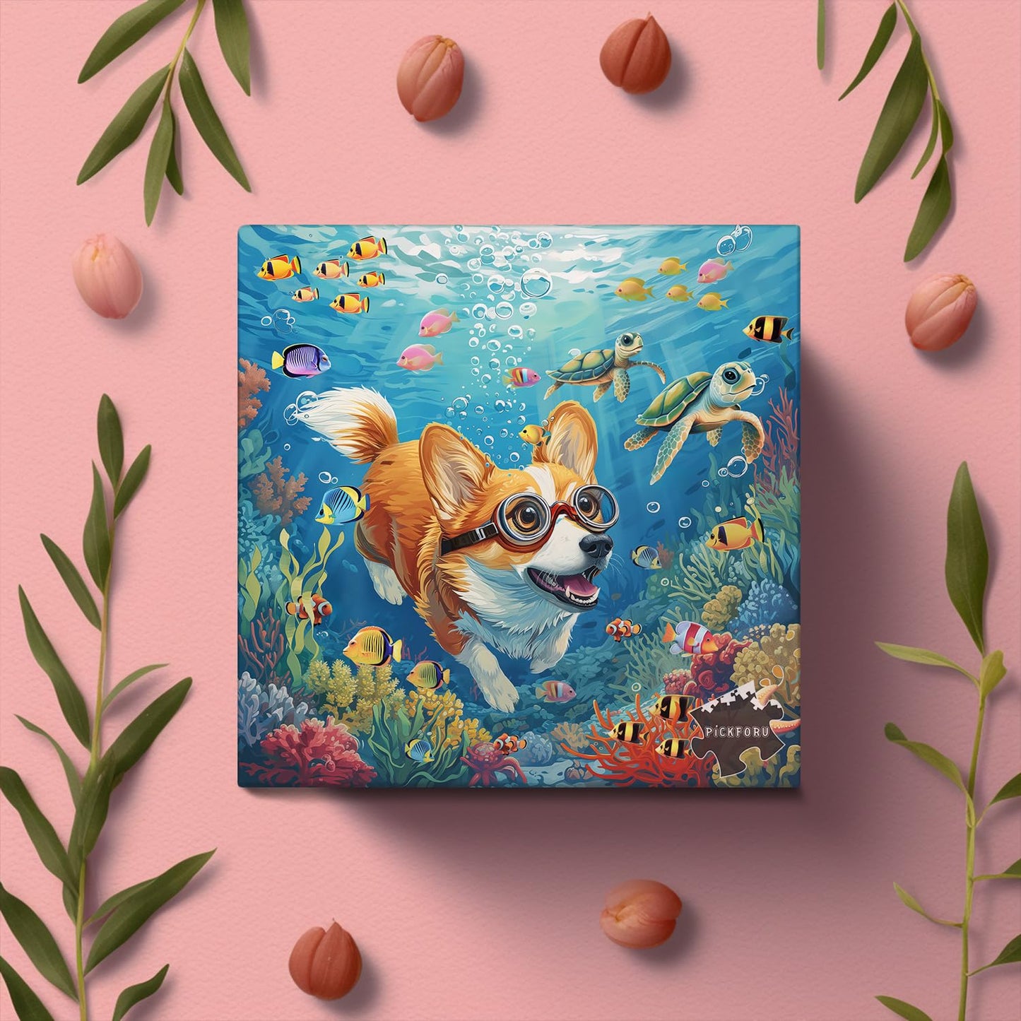 Diving Corgi Dog Jigsaw Puzzle 1000 Pieces