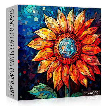 Stained Glass Sunflower Jigsaw Puzzle 1000 Pieces