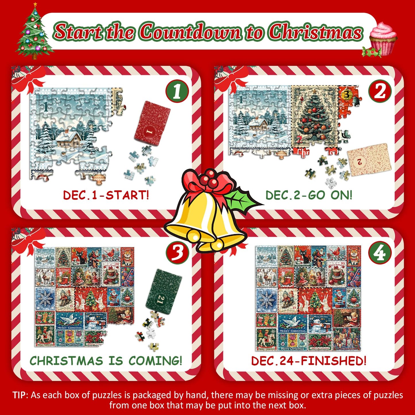 Christmas Stamp Calendar Jigsaw Puzzle 1000 Pieces