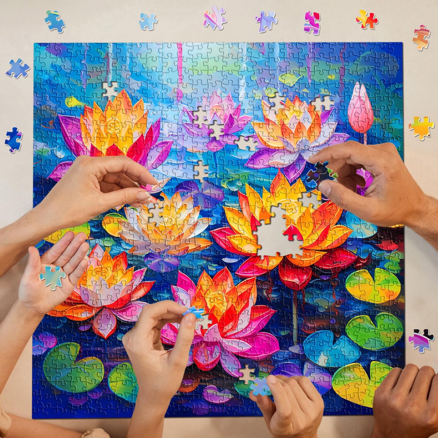 Rainbow Lotus Jigsaw Puzzle 1000 Pieces