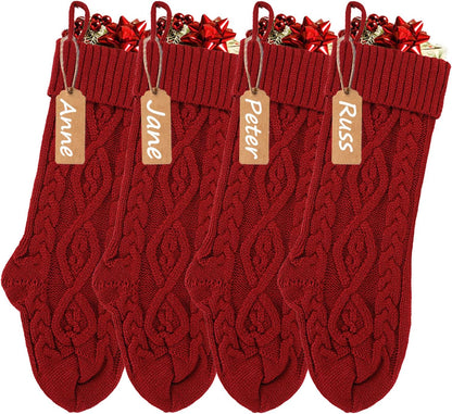 Christmas Stockings 8pcs Red, Green, Ivory, Khaki Christmas Decorations Decor for Christmas