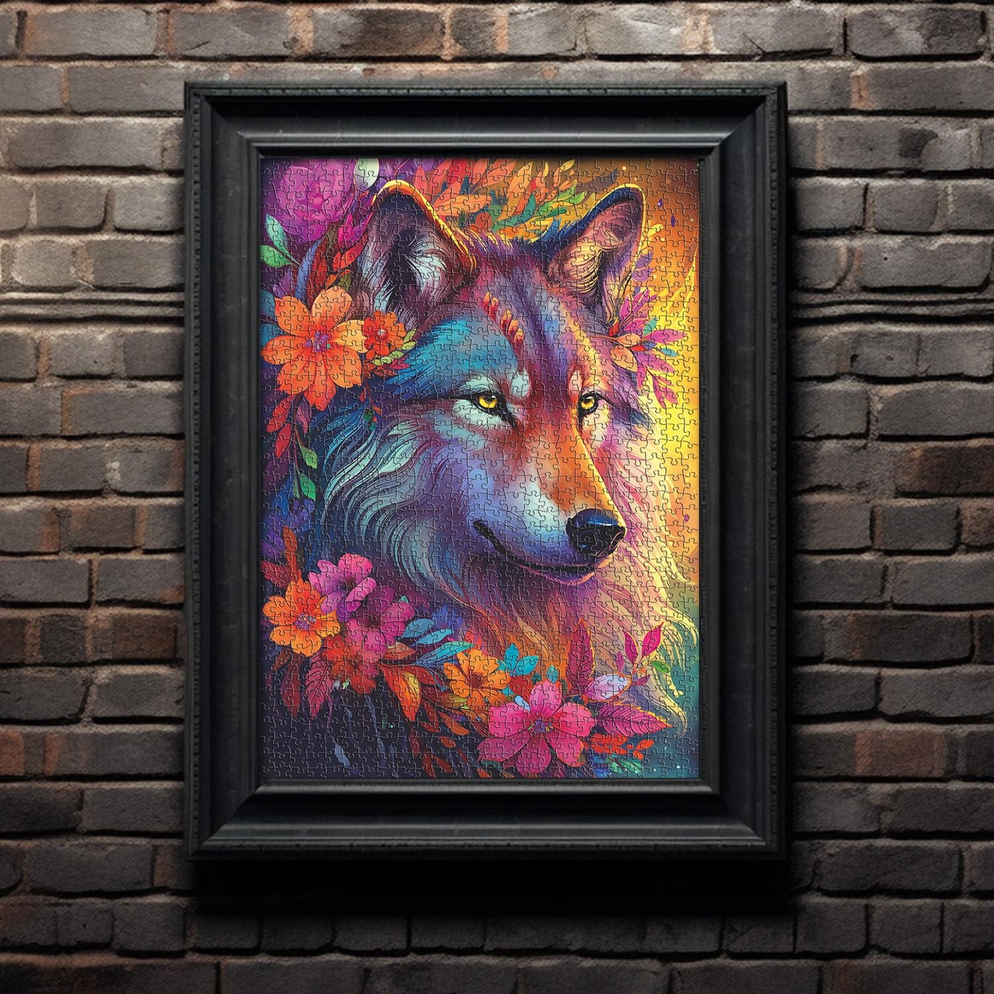 Wolf and Flowers Jigsaw Puzzle 1000 Pieces