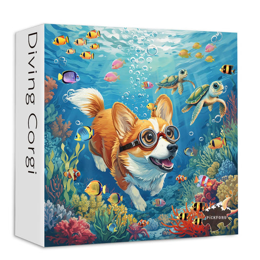 Diving Corgi Dog Jigsaw Puzzle 1000 Pieces