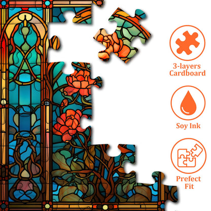 Stained Glass Flower Jigsaw Puzzle 1000 Pieces