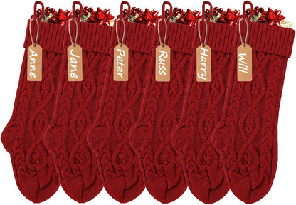 Christmas Stockings 8pcs Red, Green, Ivory, Khaki Christmas Decorations Decor for Christmas