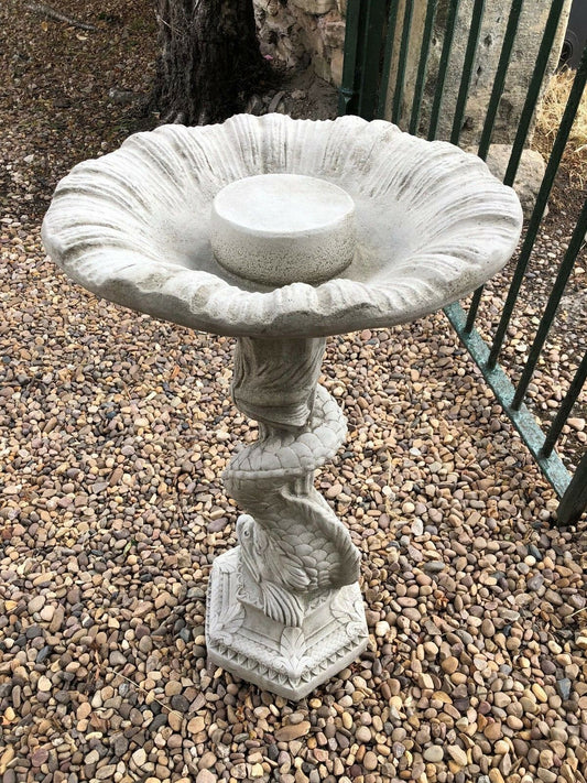 Stunning Stone Twisted Serpent Sculpture Garden Bird Bath