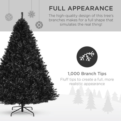 Black Artificial Christmas Tree w/ Easy Assembly, Foldable Metal Stand