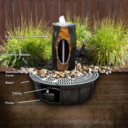 Basalt Bird Bath Fountain - Complete Kit