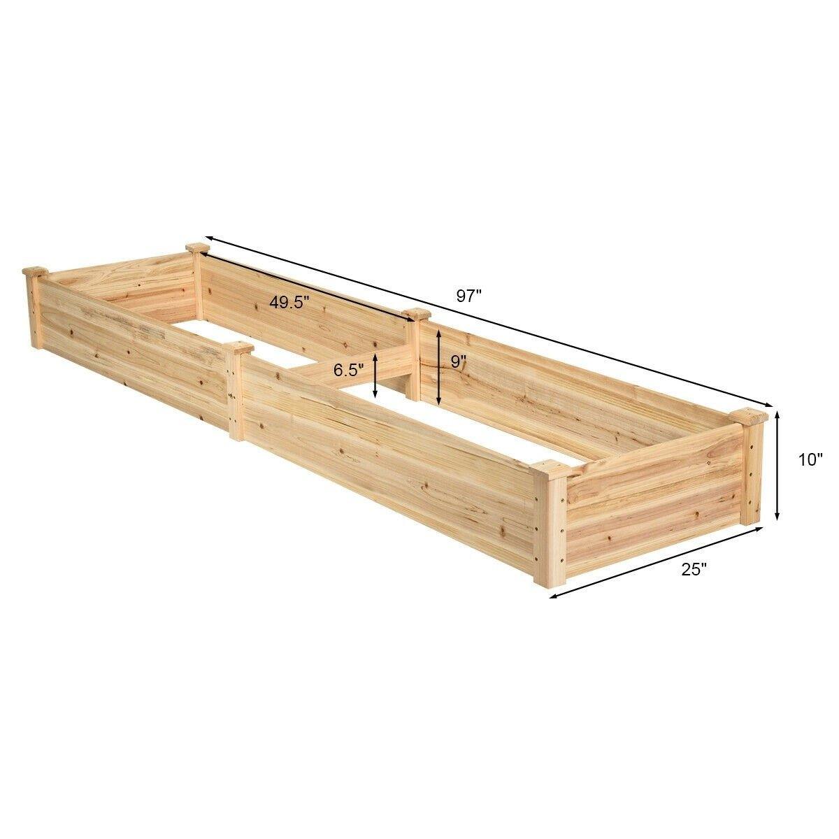 8ft x 2ft Wooden Raised Garden Bed Vegetable Planter Box Kit Planter Box Elevated Planting Container for Flower