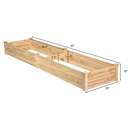 8ft x 2ft Wooden Raised Garden Bed Vegetable Planter Box Kit Planter Box Elevated Planting Container for Flower