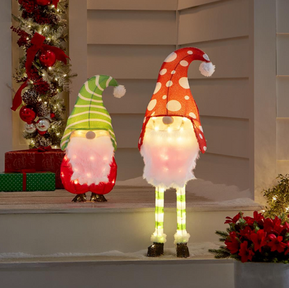 Illuminated Holiday Yard Gnomes