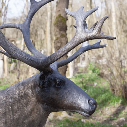 Reindeer Natural Bronze Garden Statue