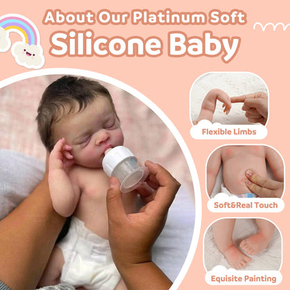 Full Silicone Newborn Doll 12"&16" Fully Squishy Super Realistic Reborn Baby Girl Tuber By Dollreborns