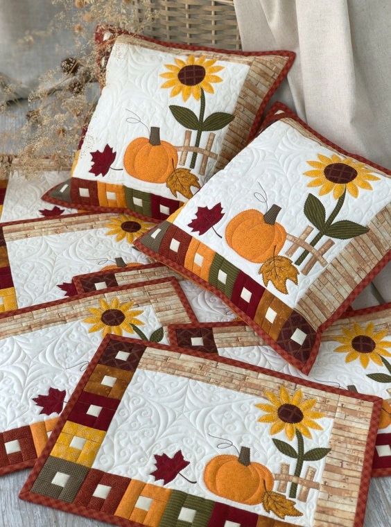 Autumn Pumpkin Sunflower CLA080424084 Quilted Pillow Case