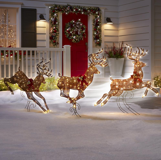 Choreographed Illuminated Galloping Reindeer(Three-Piece Set)