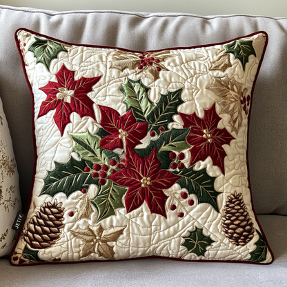 Poinsettia Charm Quilted Pillow Case NCU0NT1931