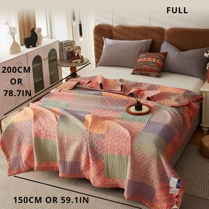 Reversible Colorful Cotton Square Quilt