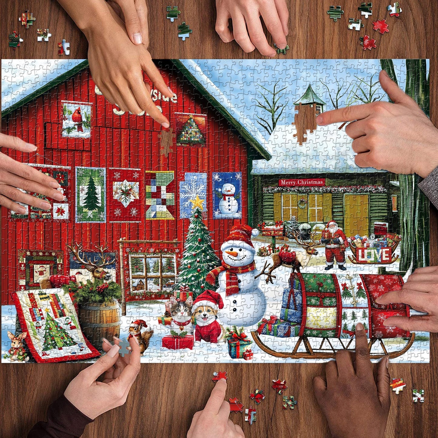 Christmas Quilt Shop Jigsaw Puzzle 1000 Pieces