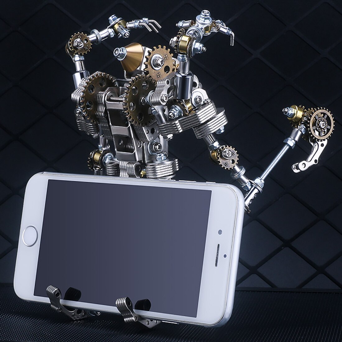 434Pcs Phone Holder DIY 3D Metal Mecha Puzzle Model Kit Assembly Mecha Model Toy