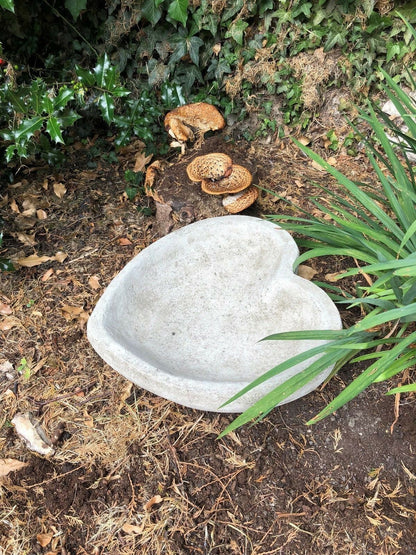 Stunning Stone Heart Garden Bird Bath/Feeder