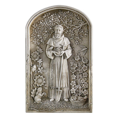 Saint Fiacre Wall Plaque   St Fiacre Gardener and Healer