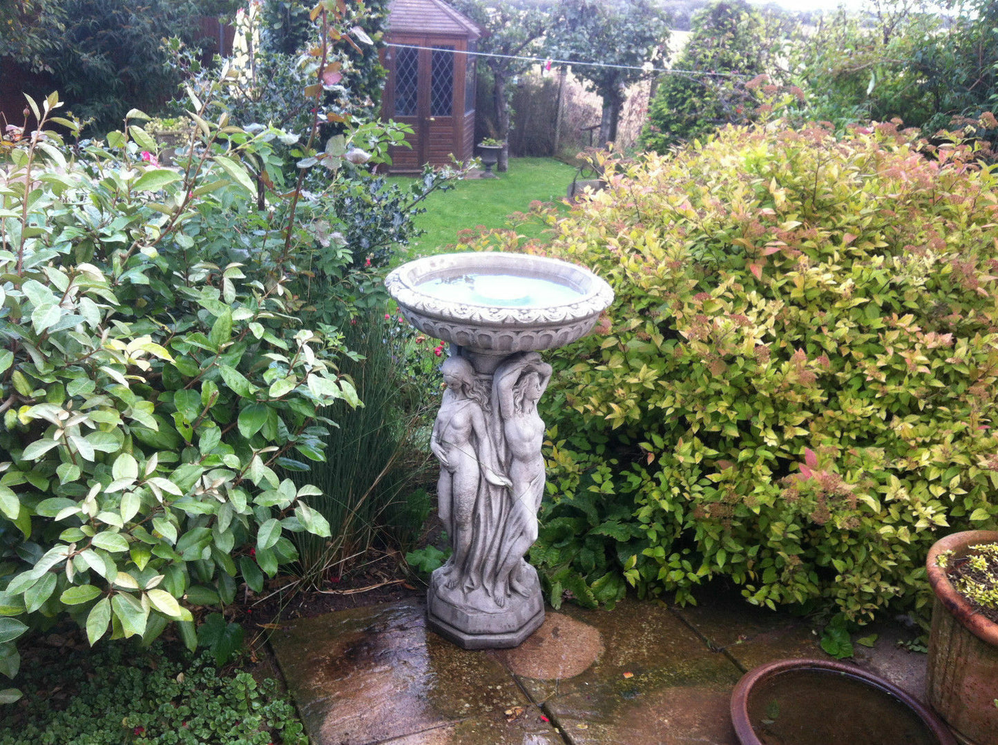 Stunning Stone Three Graces Garden Bird Bath