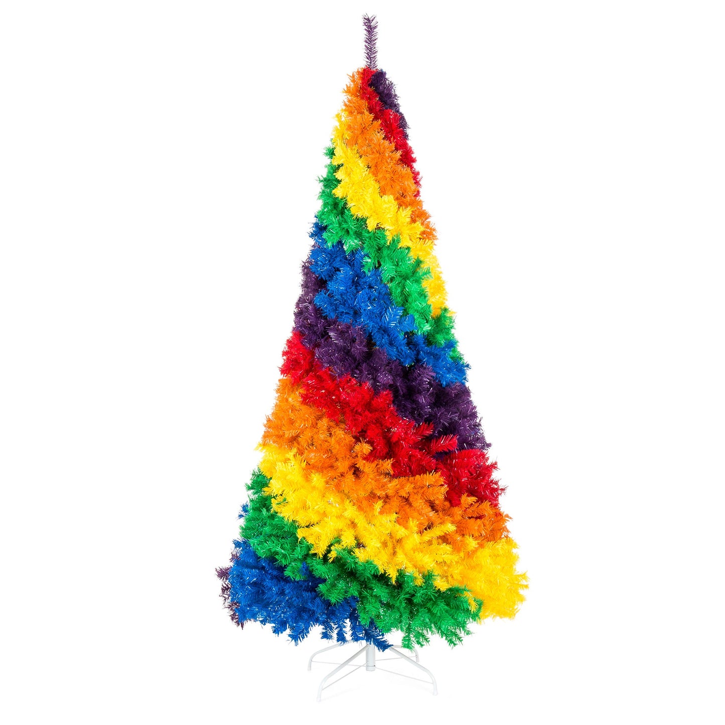 7ft Artificial Rainbow Full Fir Christmas Tree Holiday Decor w/ Metal Stand