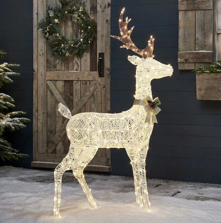 Harewood White Spun Cotton Stag Light Up Reindeer 31v