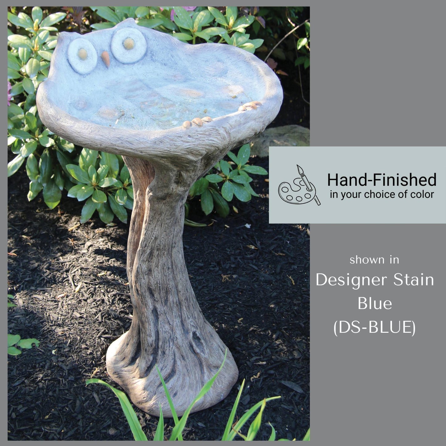 Owl 1-Piece Concrete Bird Bath