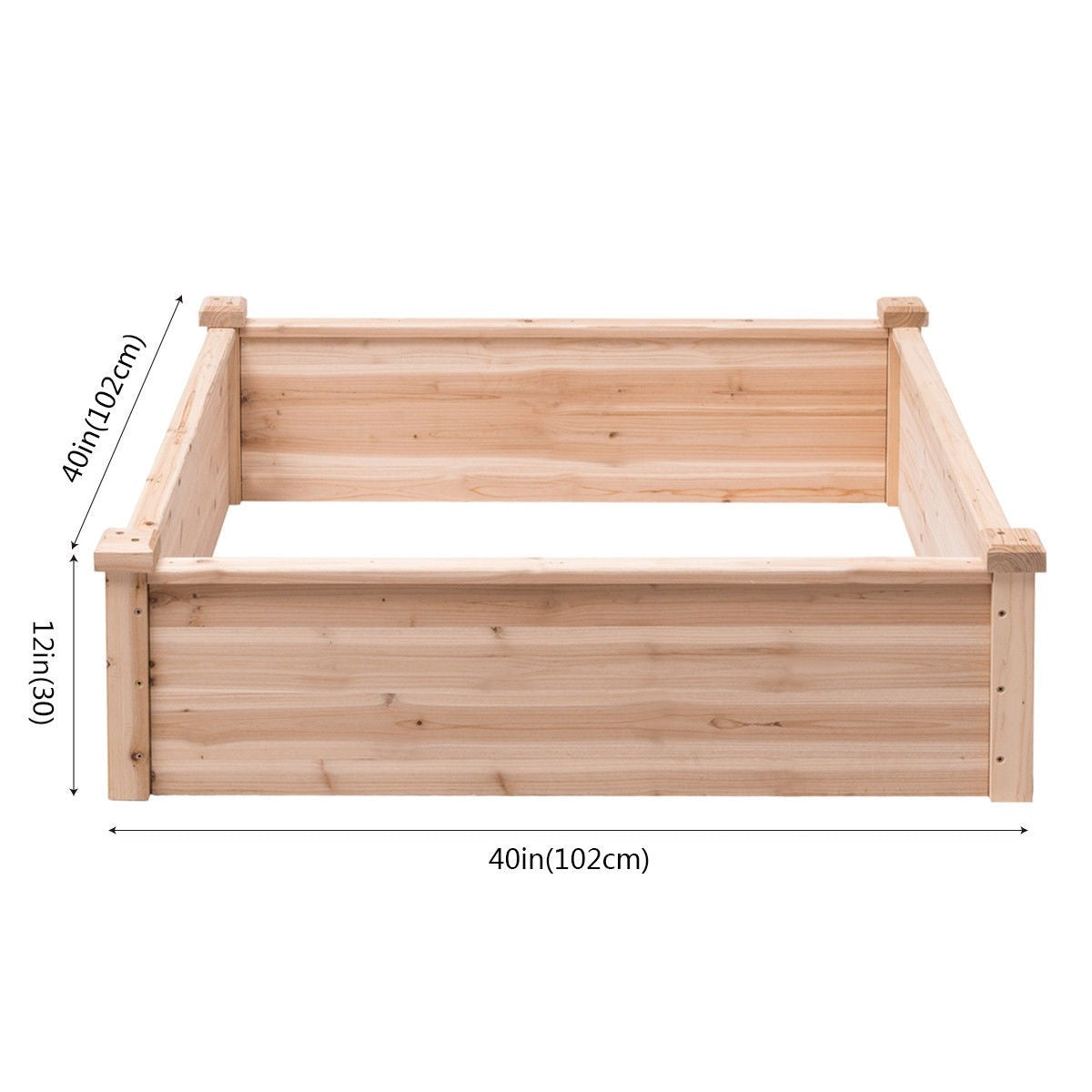 Outdoor Wooden Square Raised Garden Bed Vegetable Flower Box