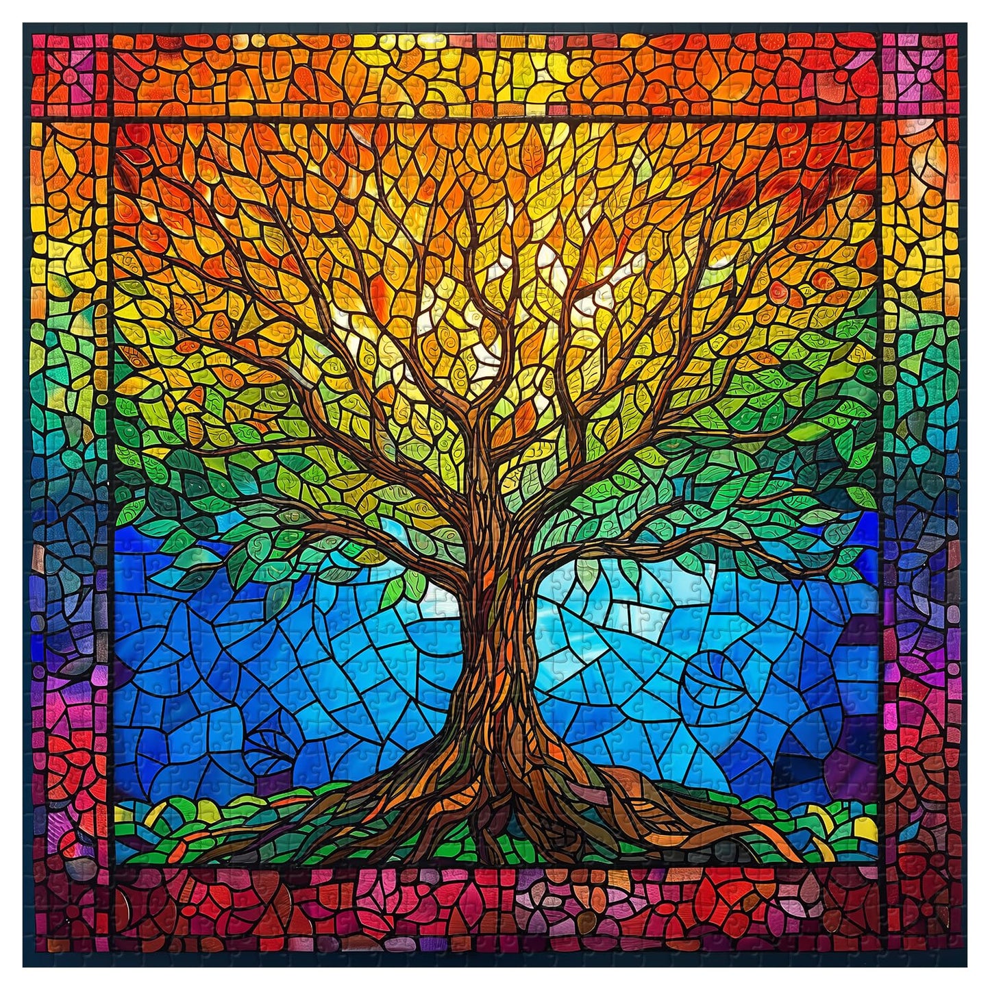 Stained Glass Tree of Life Jigsaw Puzzle 1000 Pieces